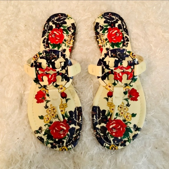 Tory Burch Patent Miller Sandals/Ivory Tea Rose - Picture 3 of 7